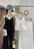 Cotton Spaghetti Straps Ruched Up tops with Wide Leg Pants
